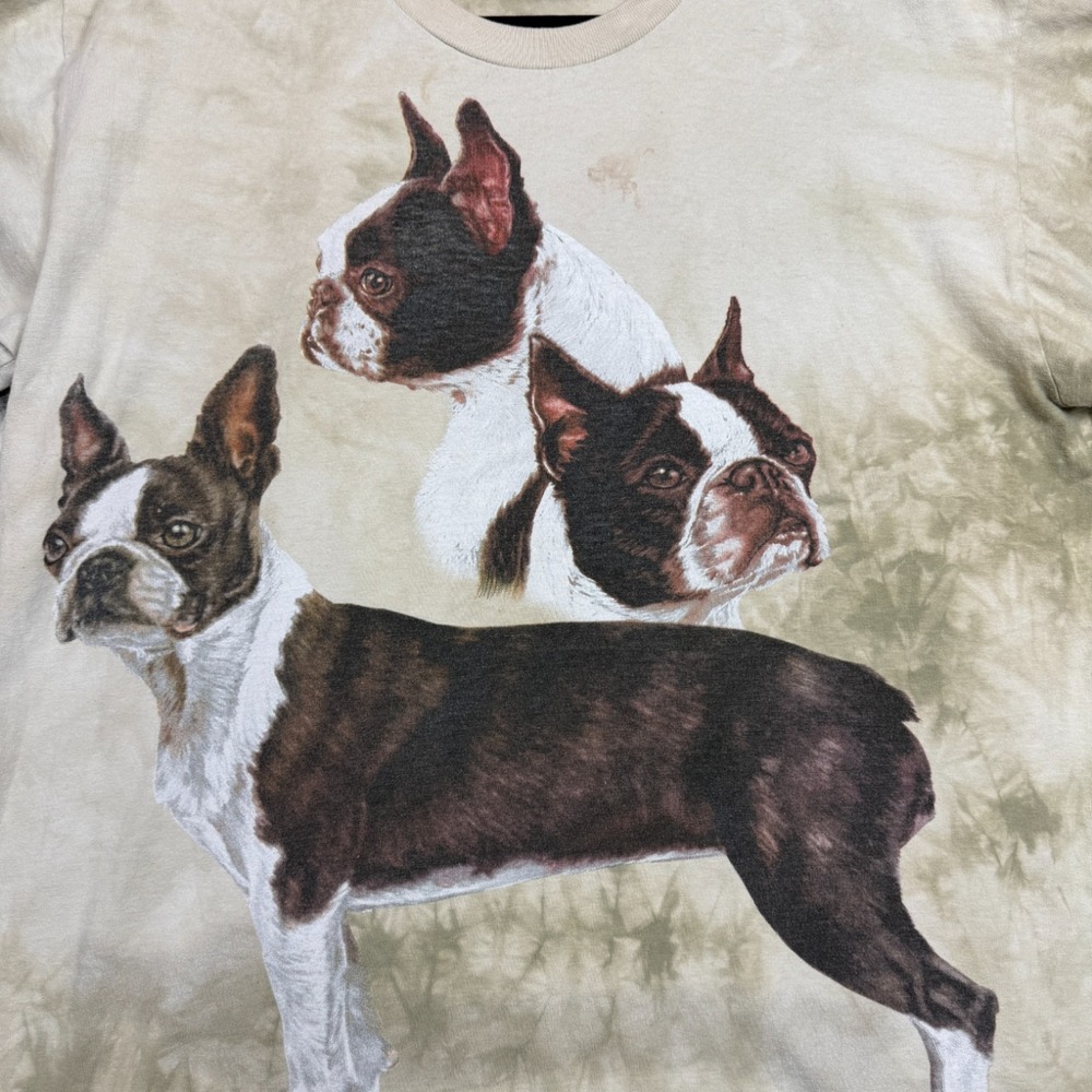 Vintage The Mountain Boston Terrier Dog T Shirt Mens L Tie Dye Graphic Y2K - Picture 2 of 10
